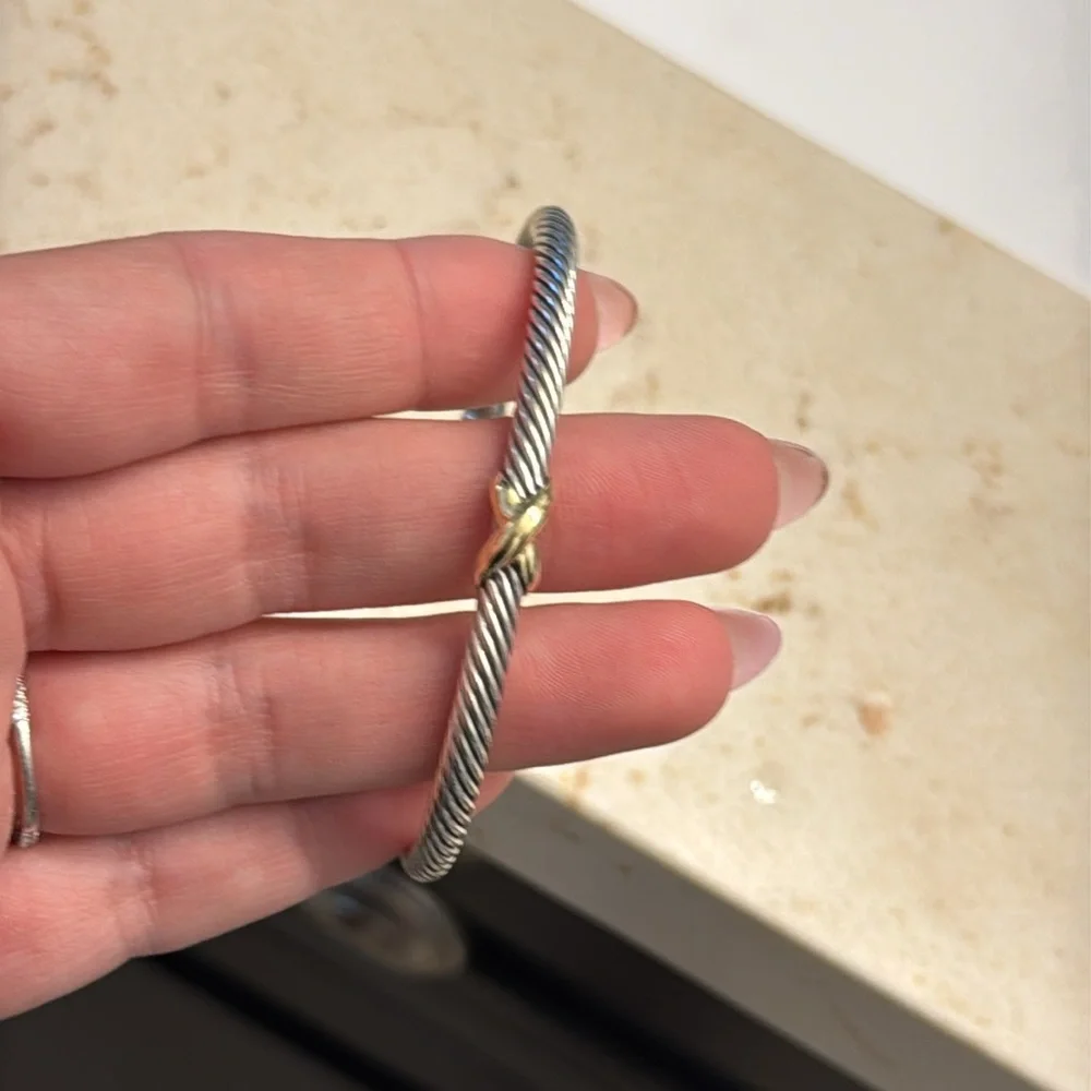 David Yurman Silver Bracelet with Gold Accent - Picture 5 of 7